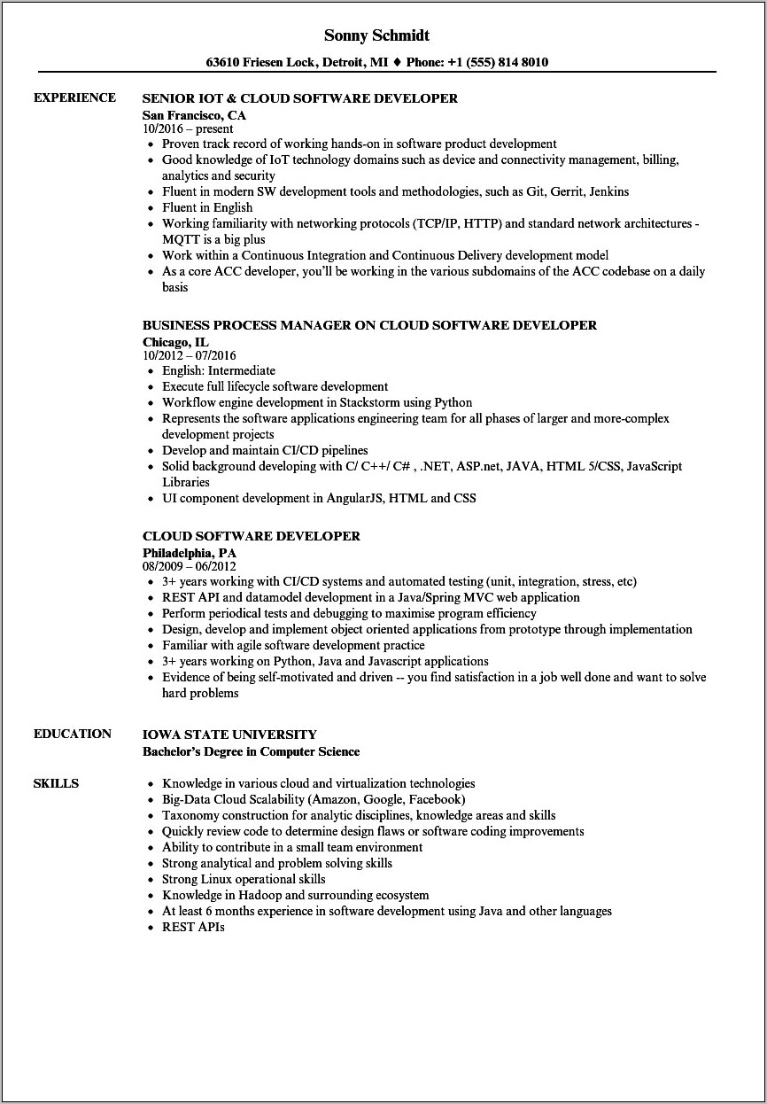 6 Months Experience Resume Sample In Engineer