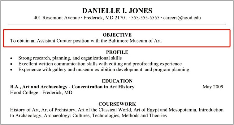 A Good Example Of A Resume Objective