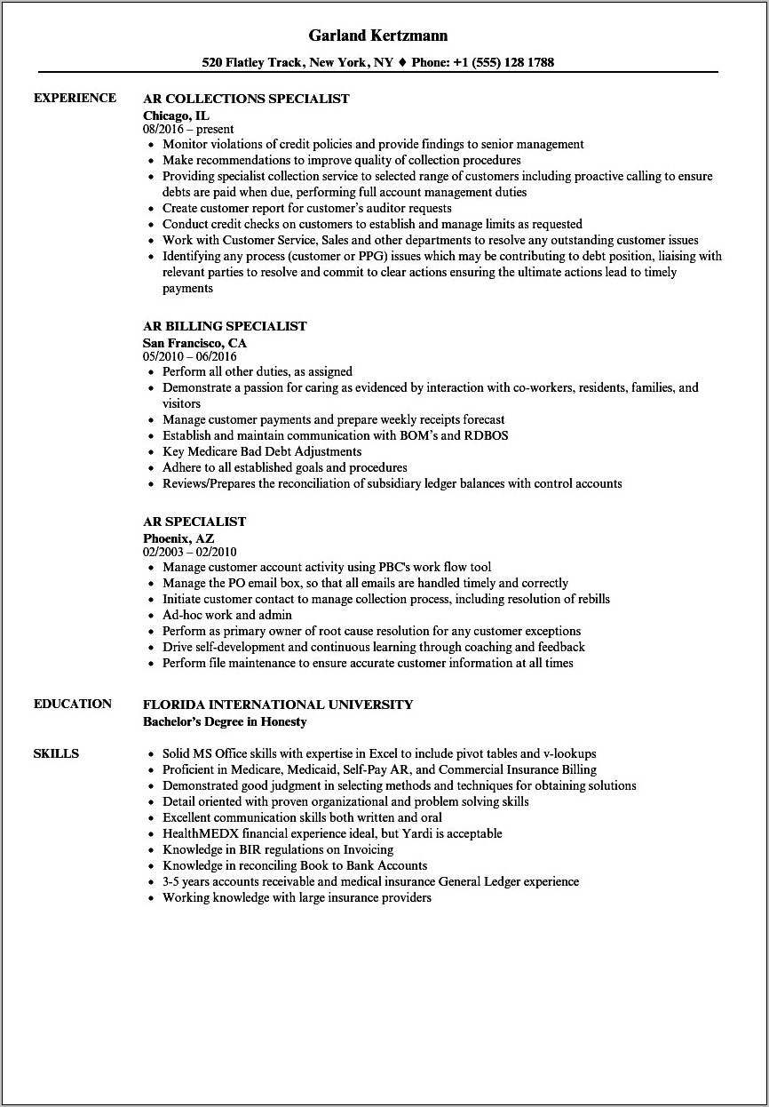 Ach Specialist Job Description Toput On Resume