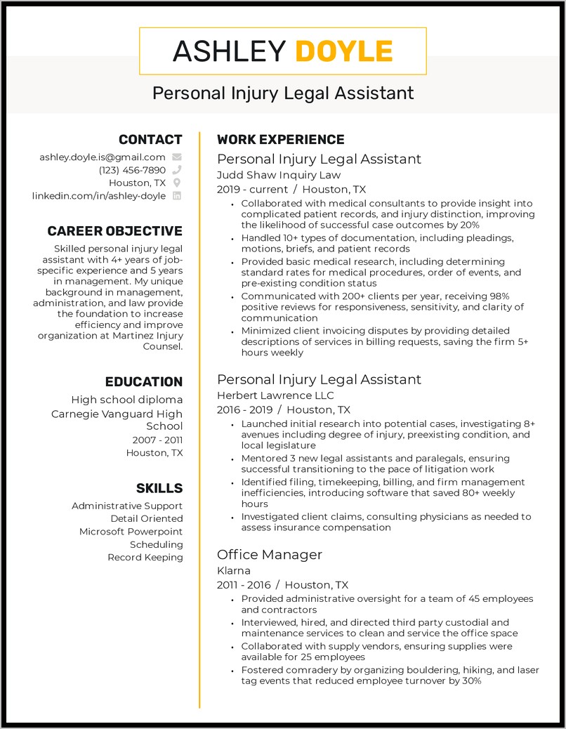 Activities And Societies Good For Paralegal Resume