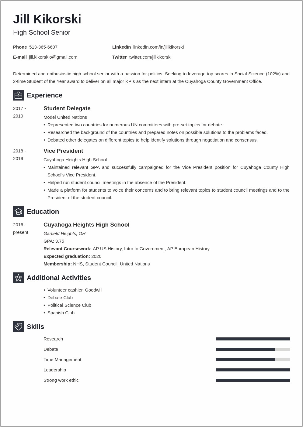 Additional Skills For High School Resume