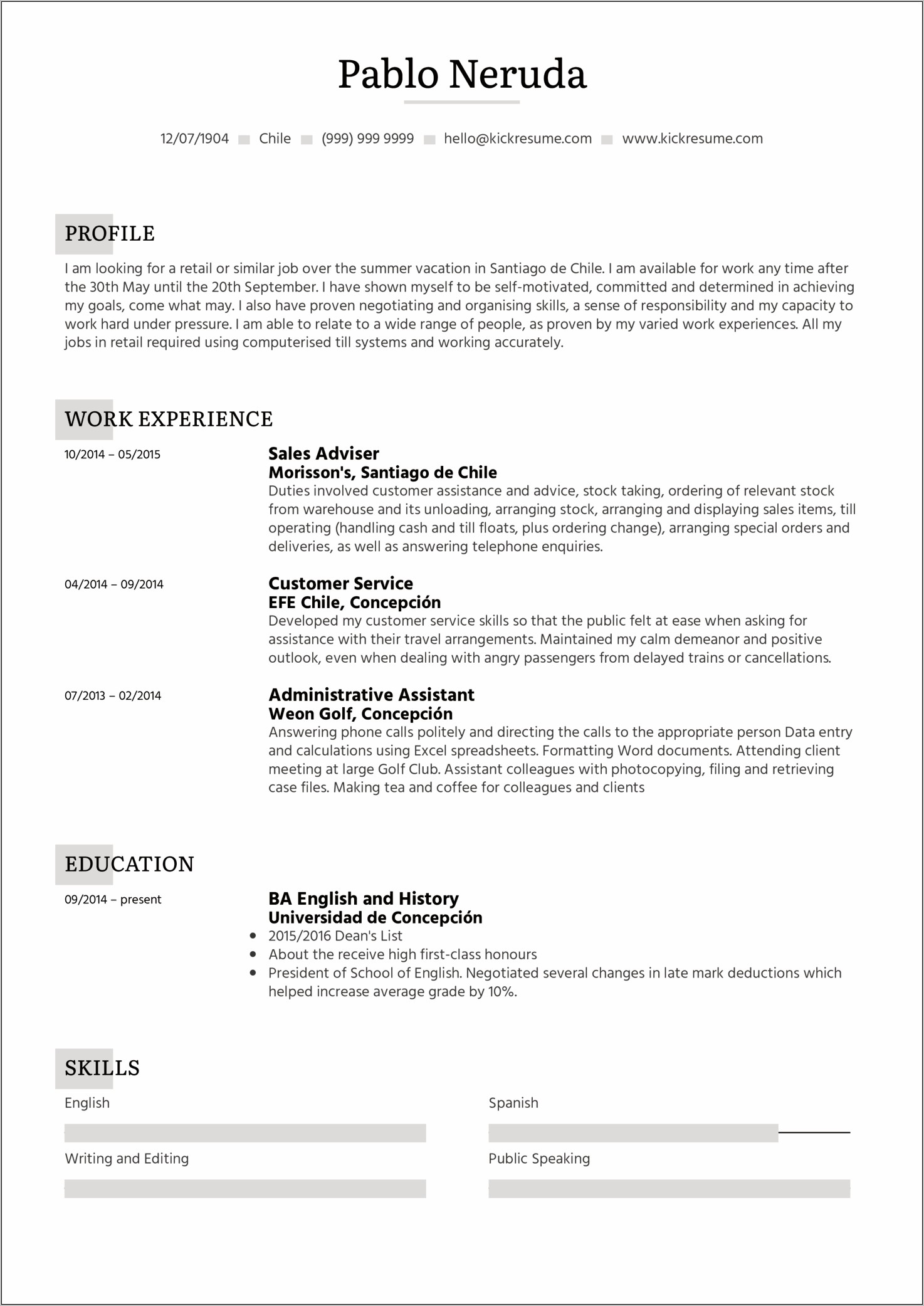 Applying For On Campus Job Resume