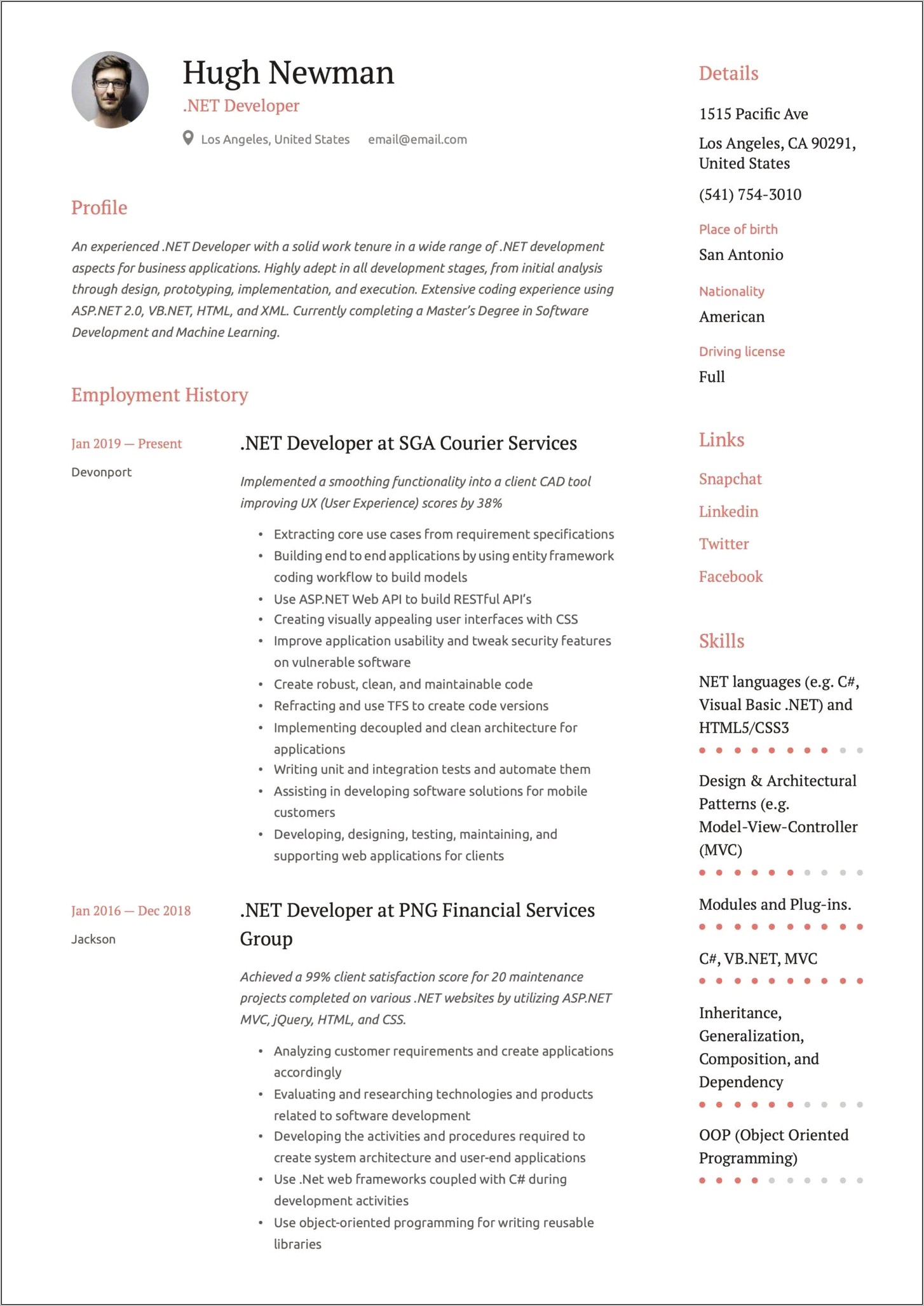 Asp Net Resume For 3 Years Experience