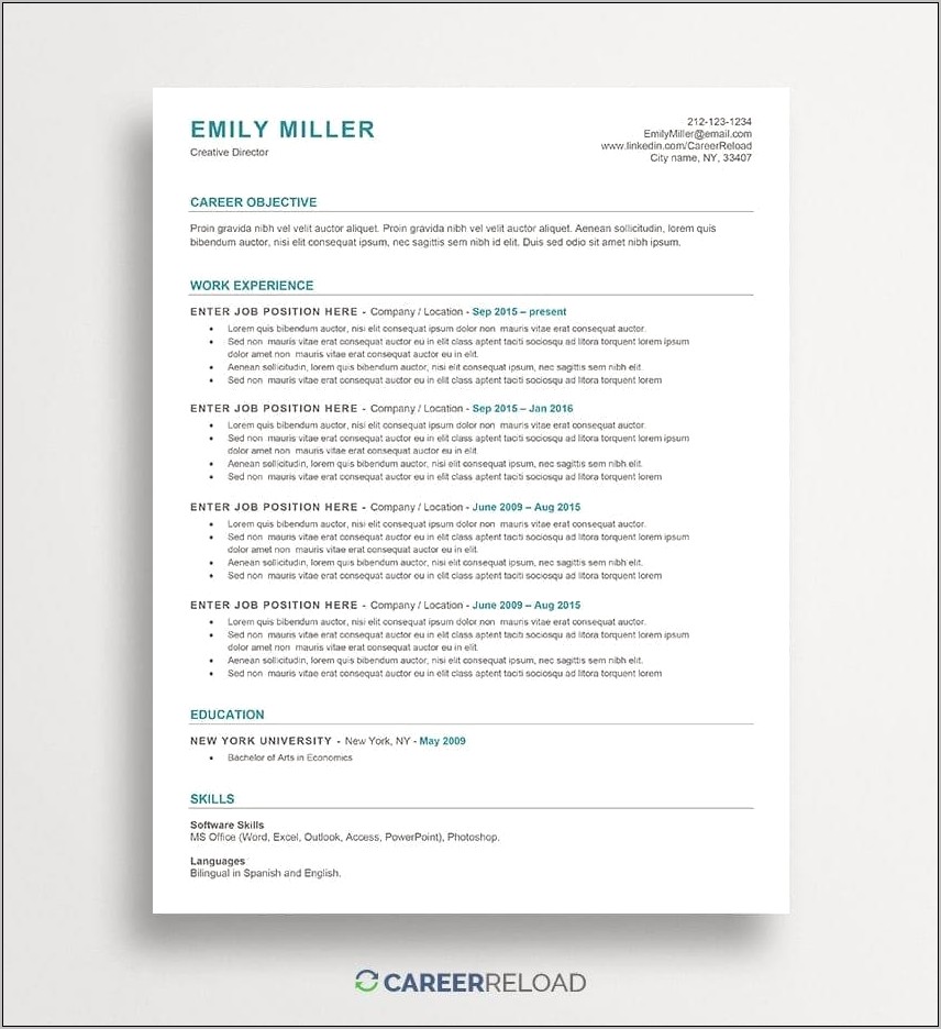 Ats Friendly Resume Sample Word Document Download