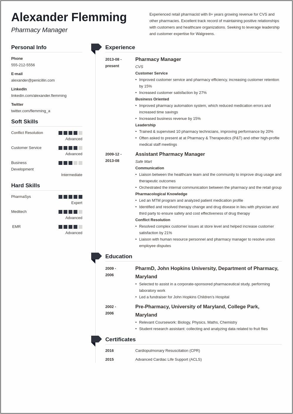 Basic Skills For Pharmacy In Resume