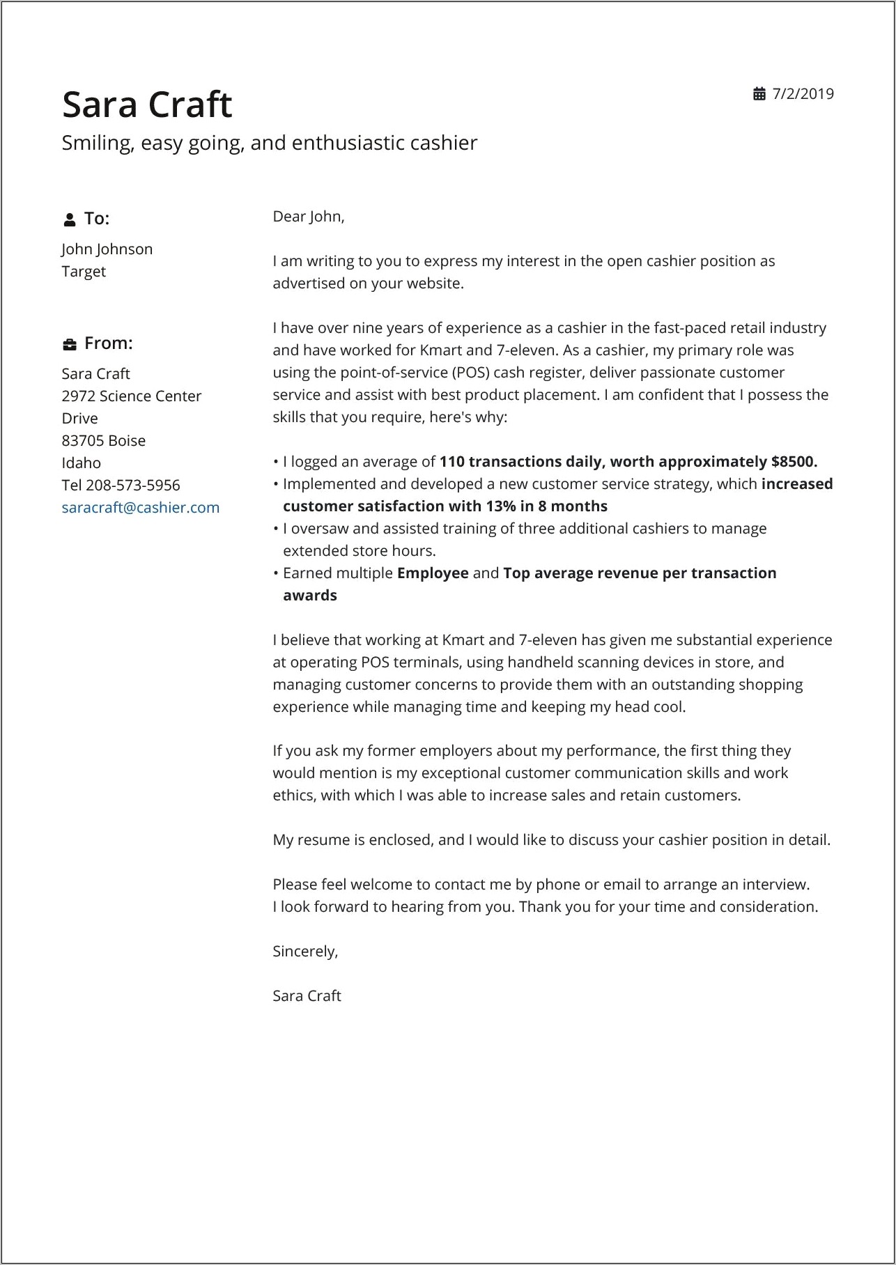 cover letter examples 2019