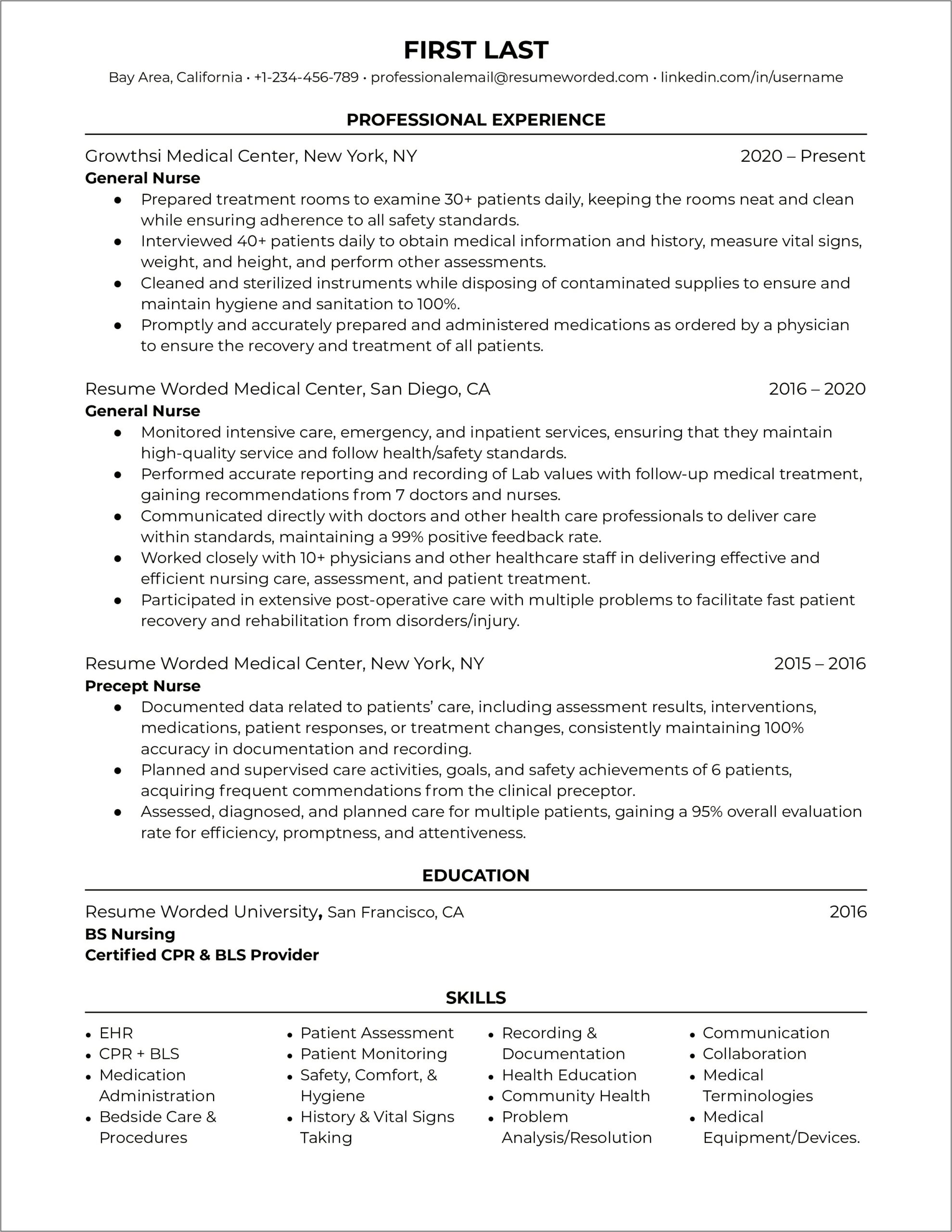 Best Font For Nurse Resume