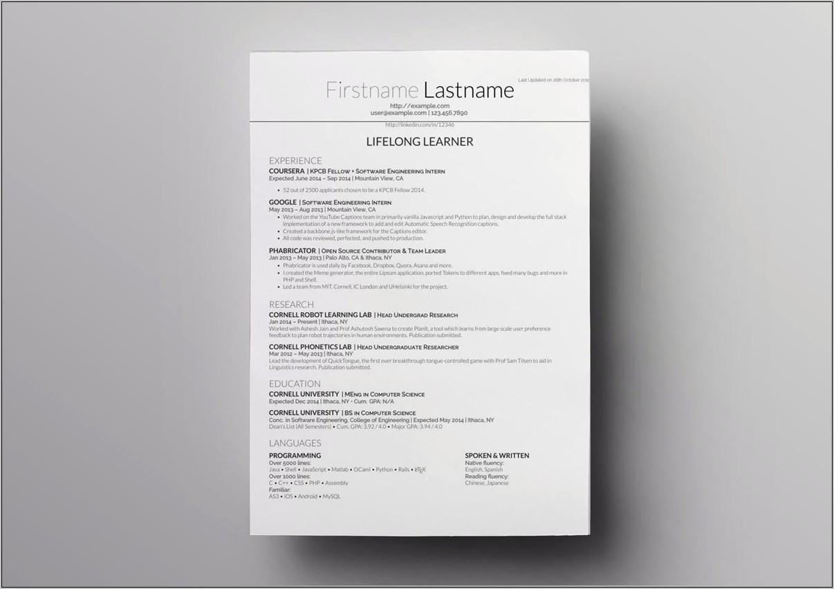 Best Latex Resume Templates For Graduate Students