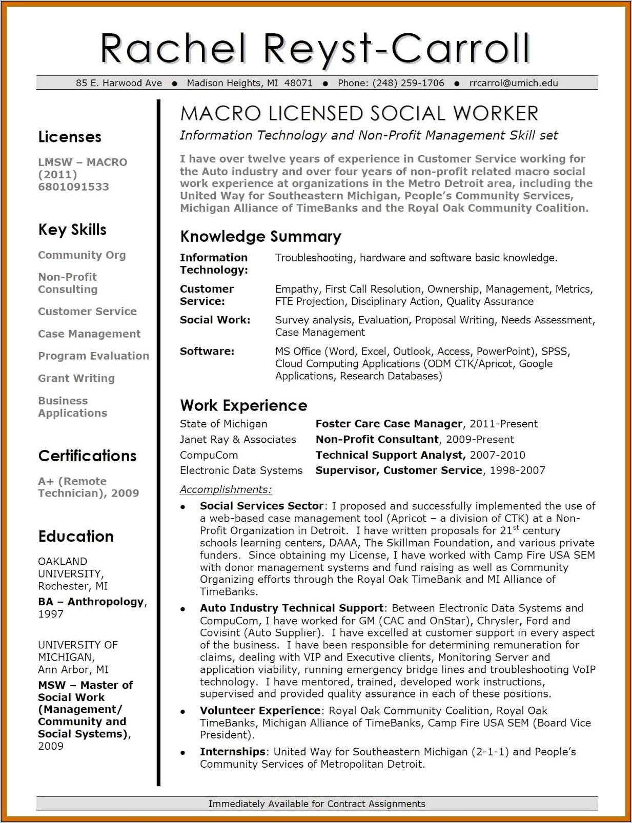 Best Layout For Resume 2019 Non Profit