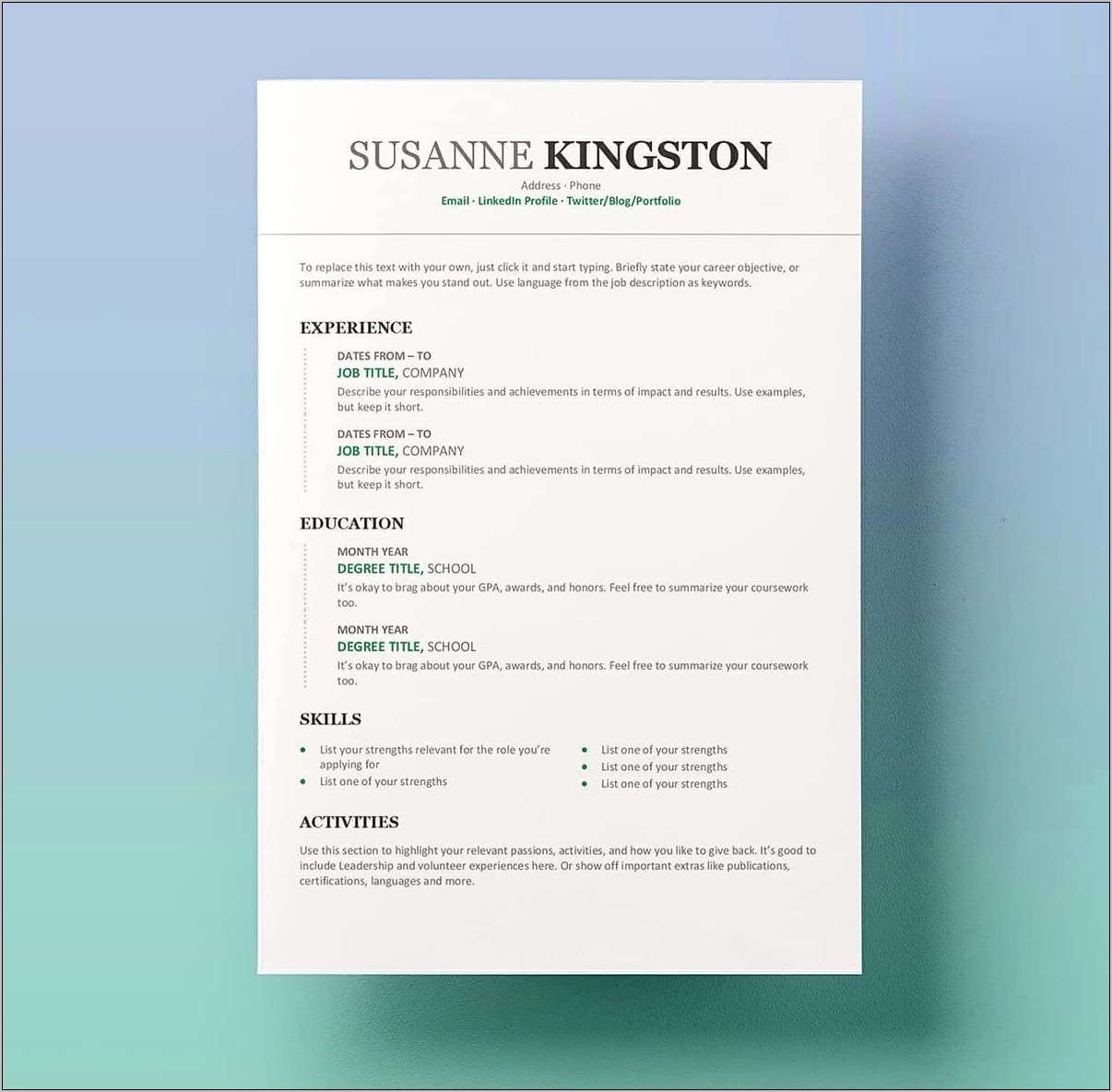 Best Resume Template For Microsoft Word Resume Example Gallery