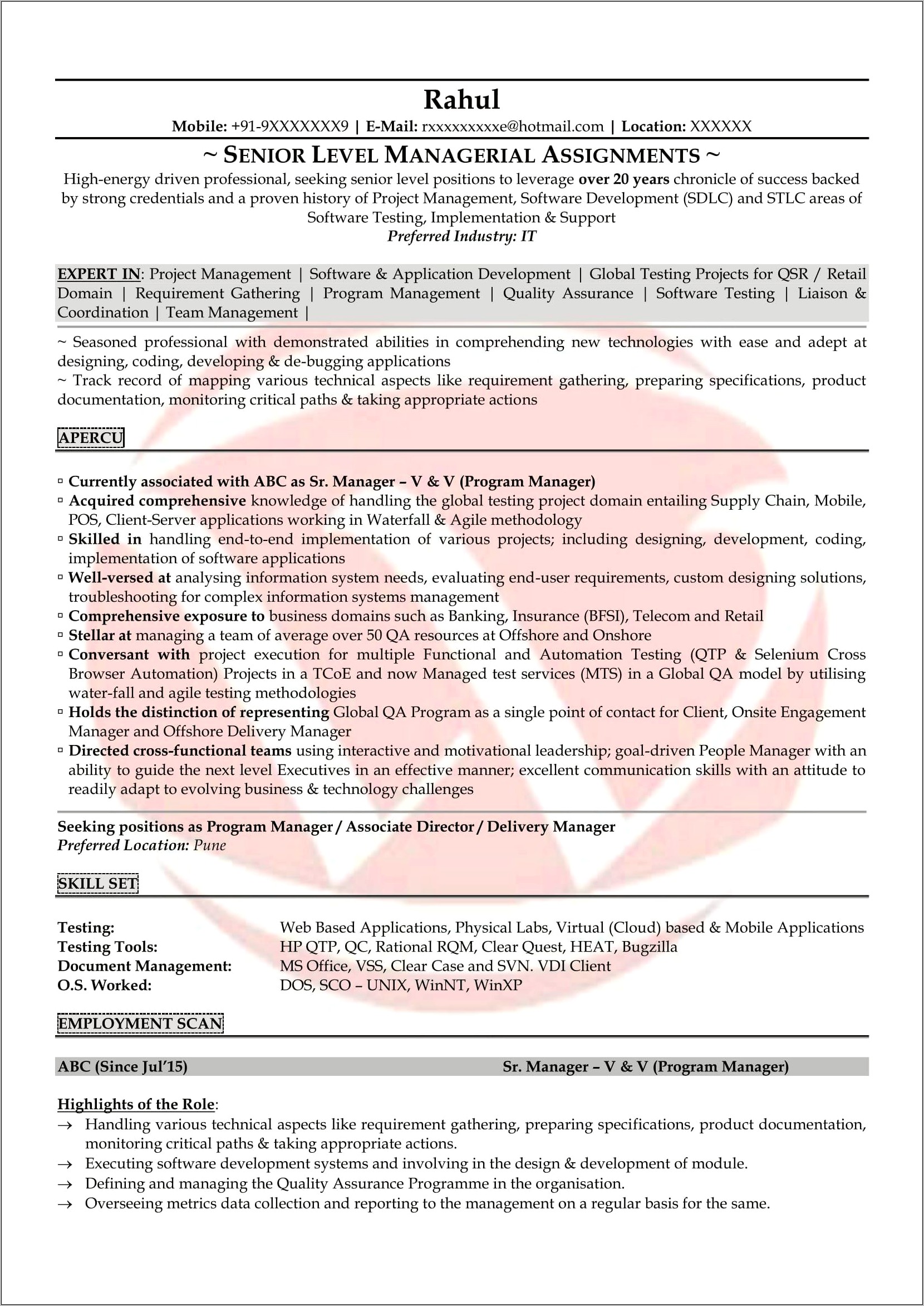 Best Resume Format For Experienced Testing Professionals