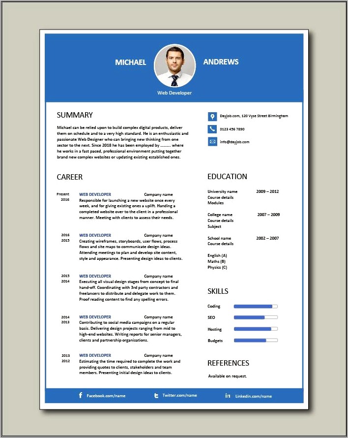 Best Resume Format For Web Designer