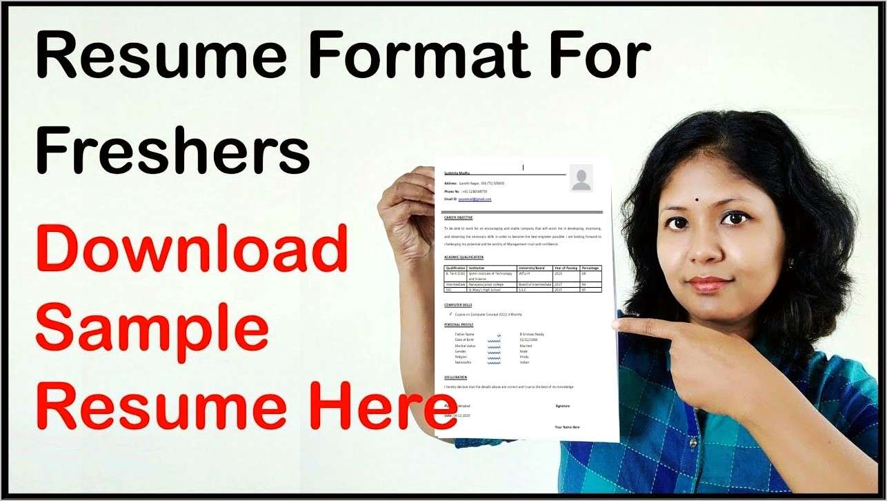 Best Resume Format Freshers Free Download