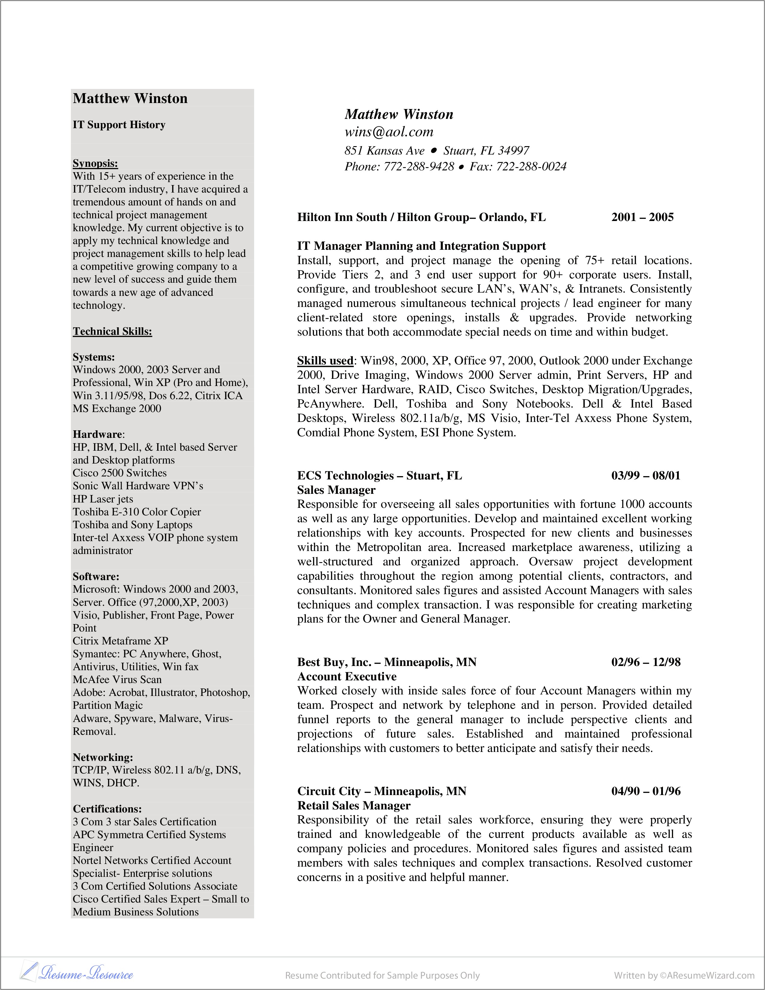 Best Resume Format General Manager