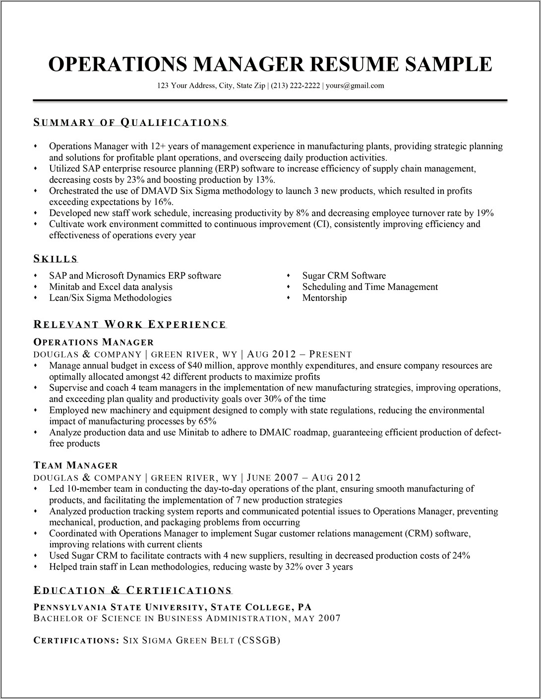 Best Resume Sections For Administrative Management Resume