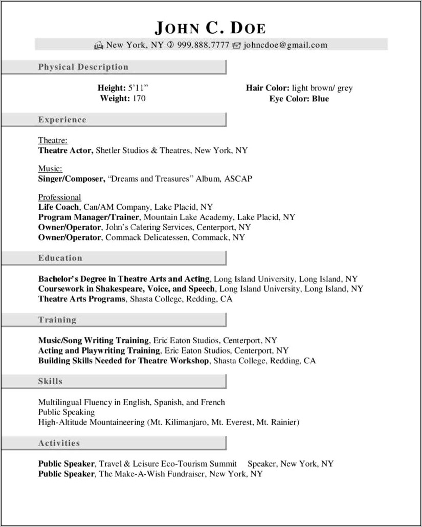 Best Way To Do An Acting Resume