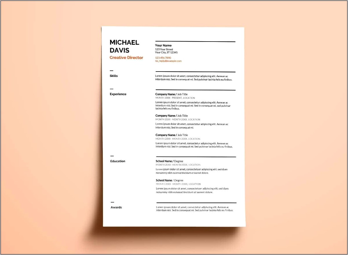 Blue Themed Google Doc Resume Template