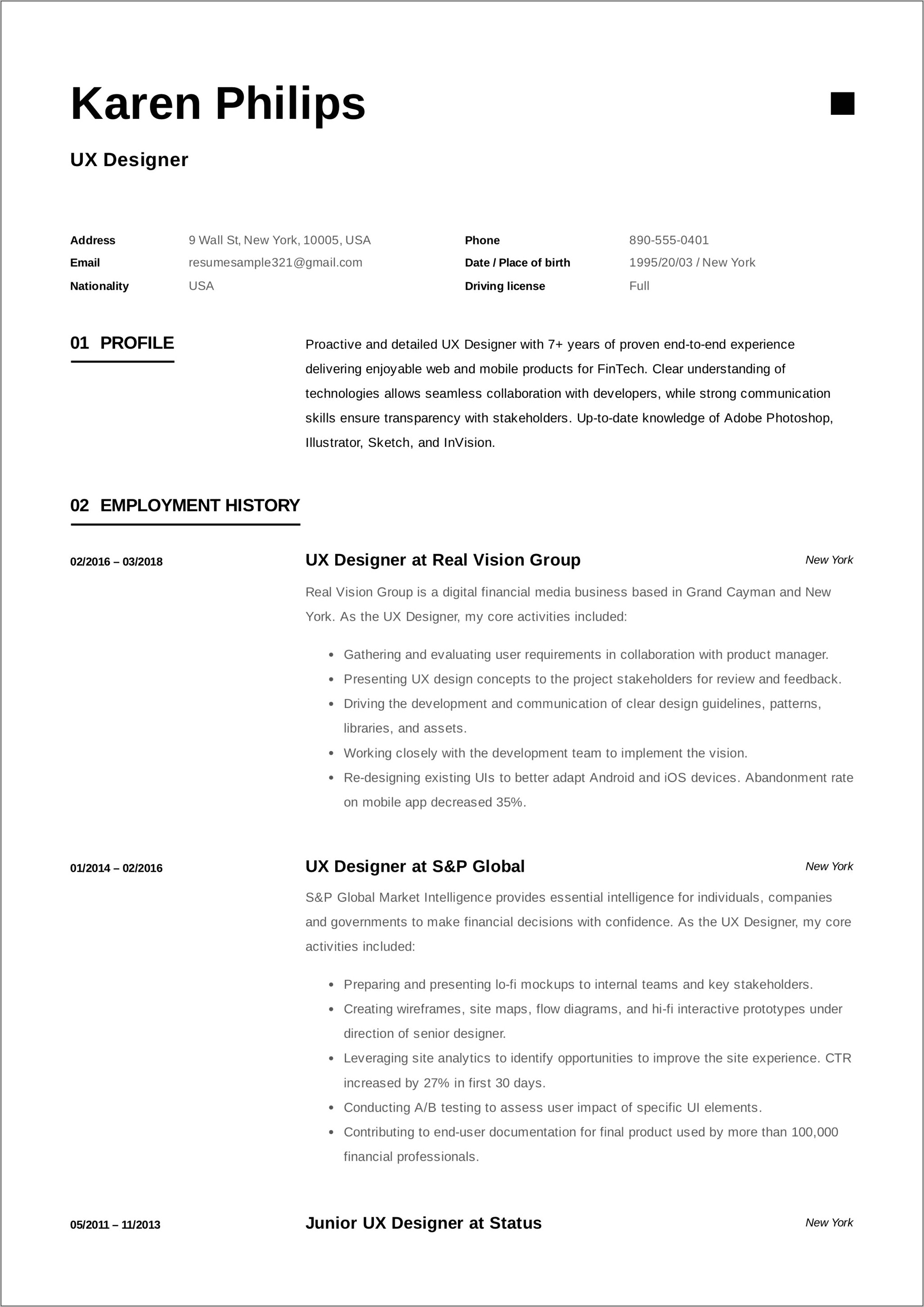 Breaking In Wall Street Resume Template