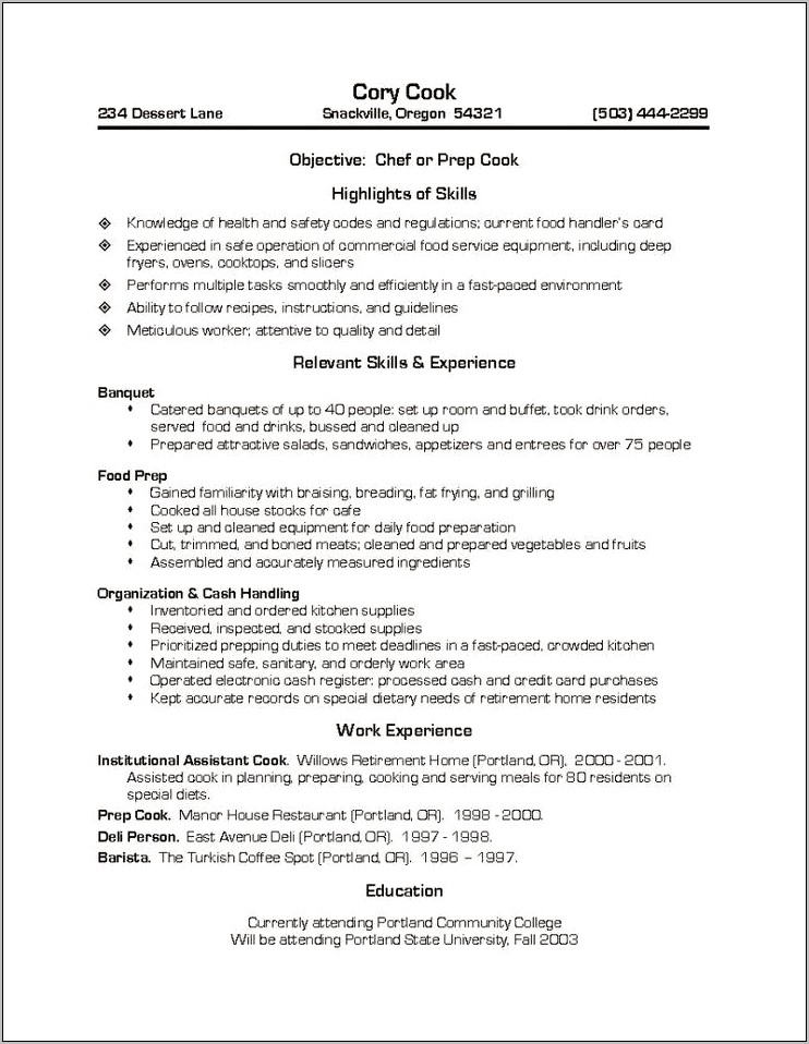 Buffet Server Job Description For Resume