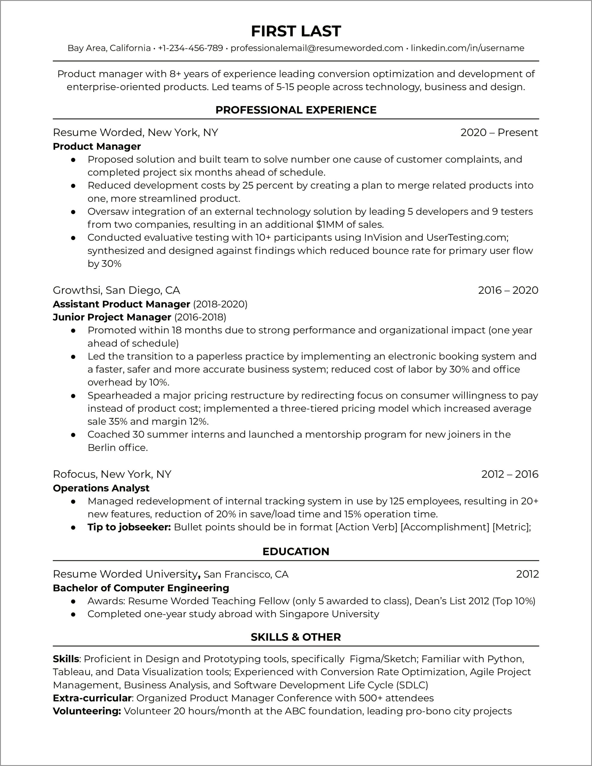 Business Analyst To Product Manager Resume