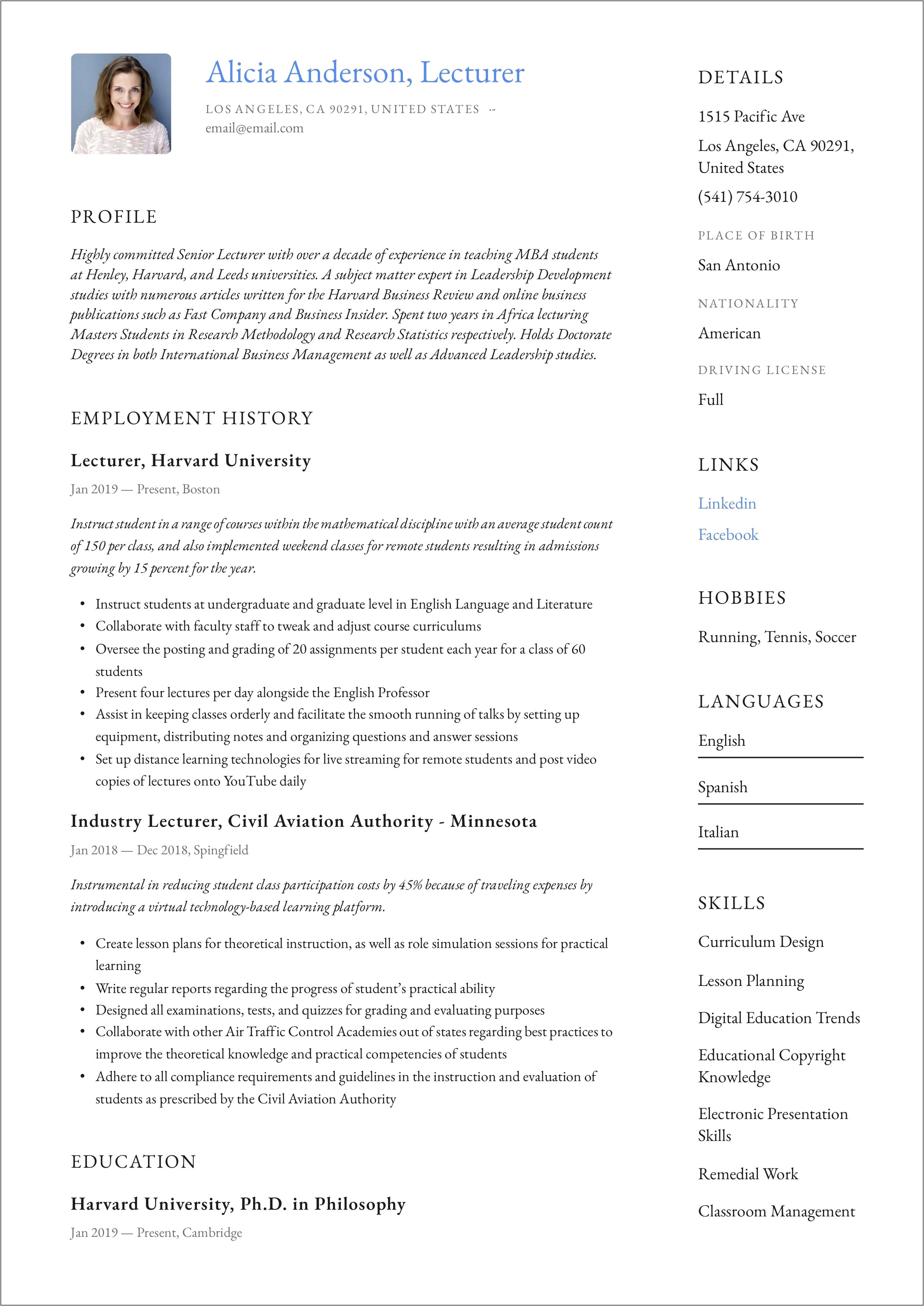 Career Objective For Engineering Faculty Resume