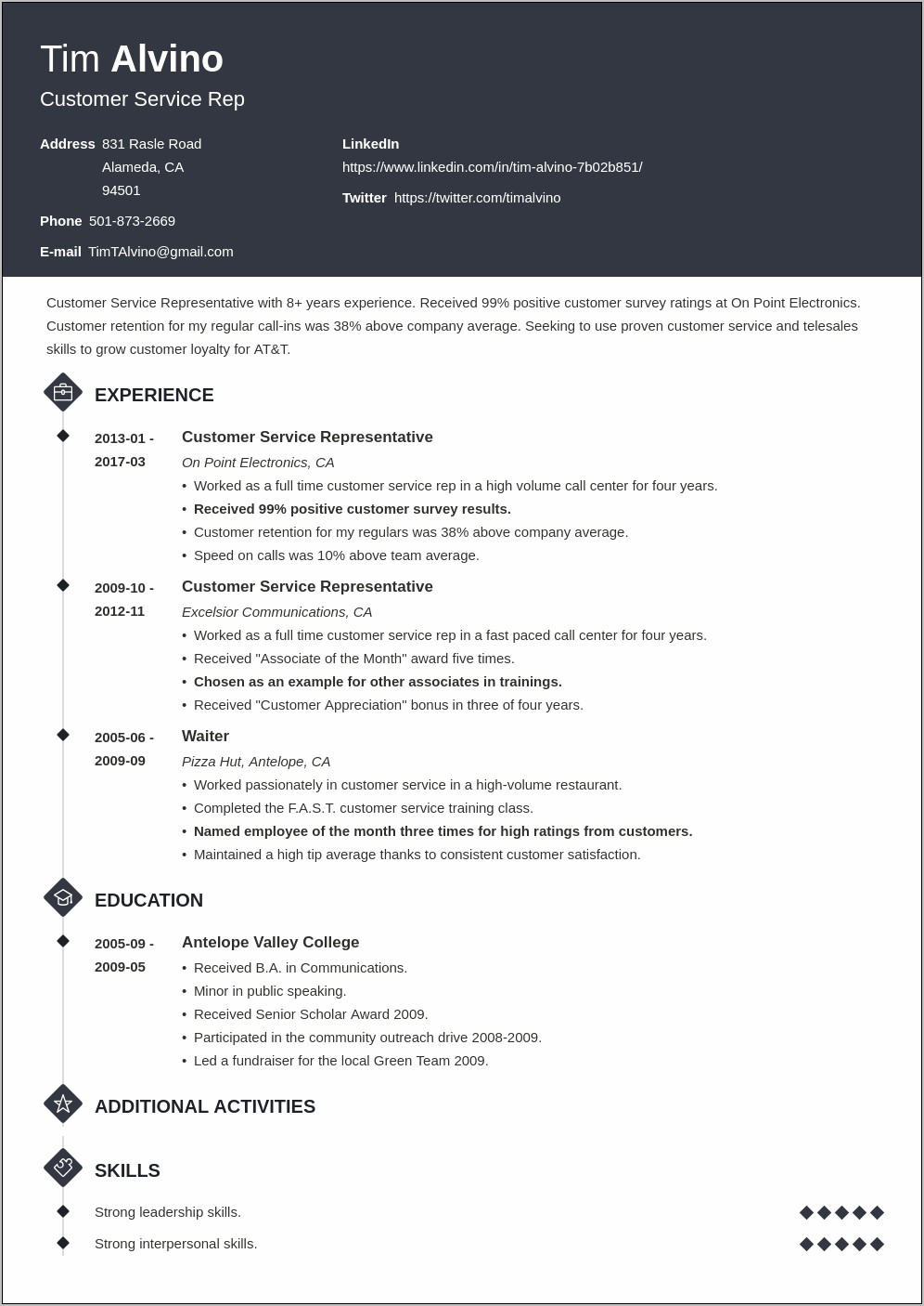 Centerpoint Energy Customer Service Representative Sample Resume