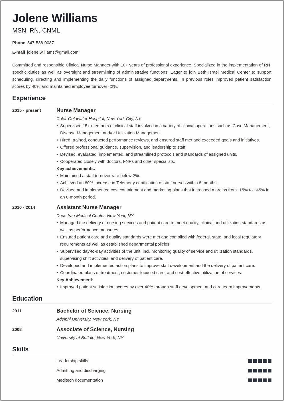 Clinic Supervisor Summary On A Resume