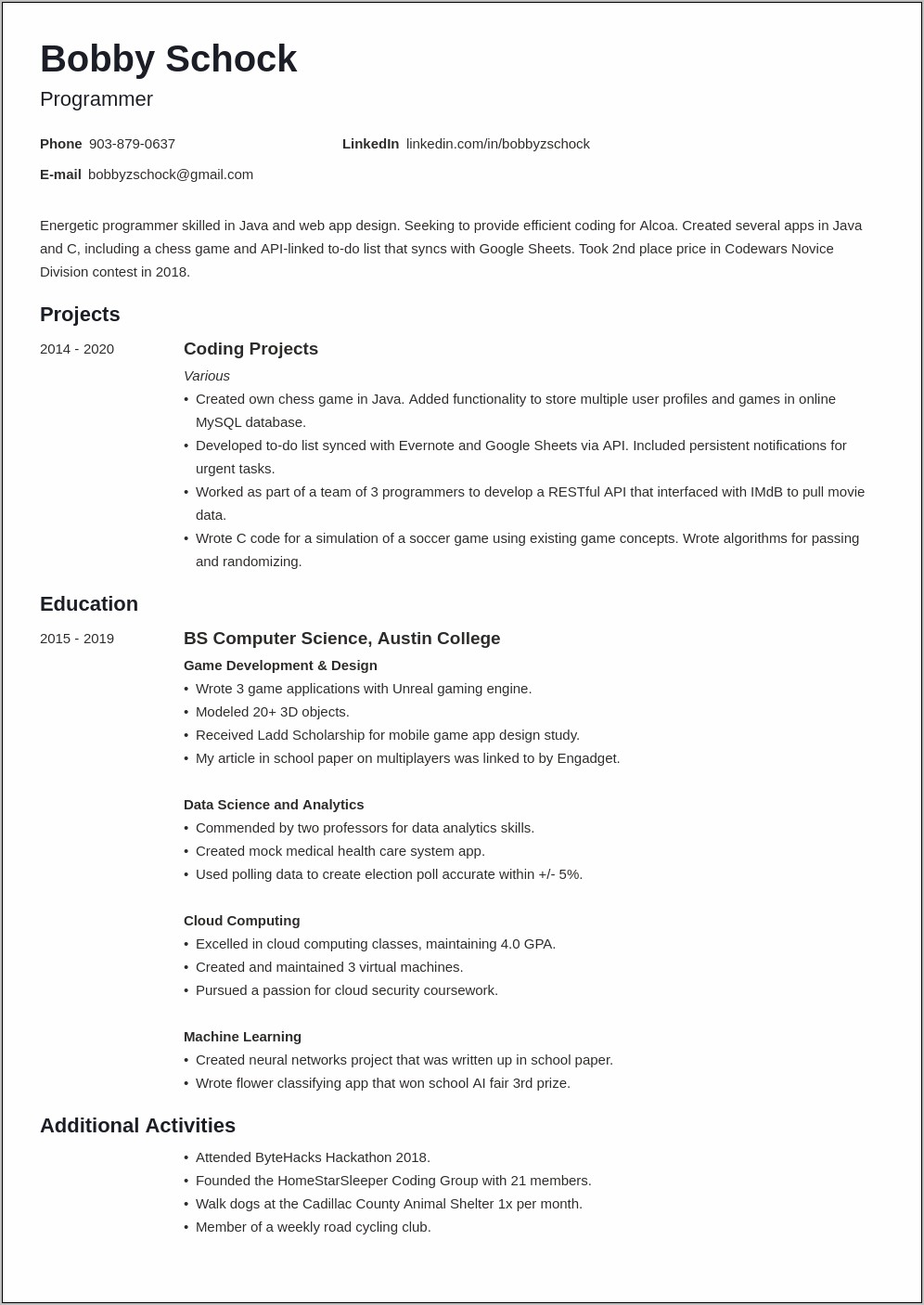 first resume examples with no experience