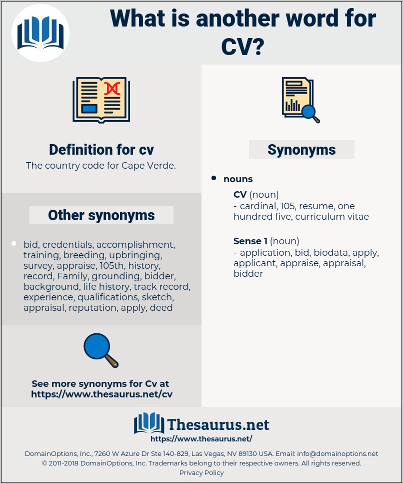 Synonyms For Commonly Used Resume Words Resume Example Gallery