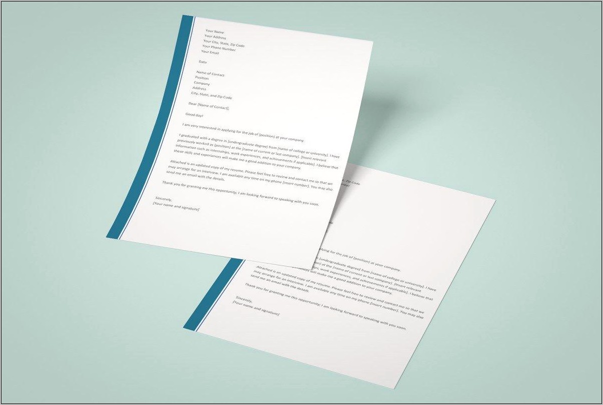 Cover Letter For Resume Template Microsoft Word