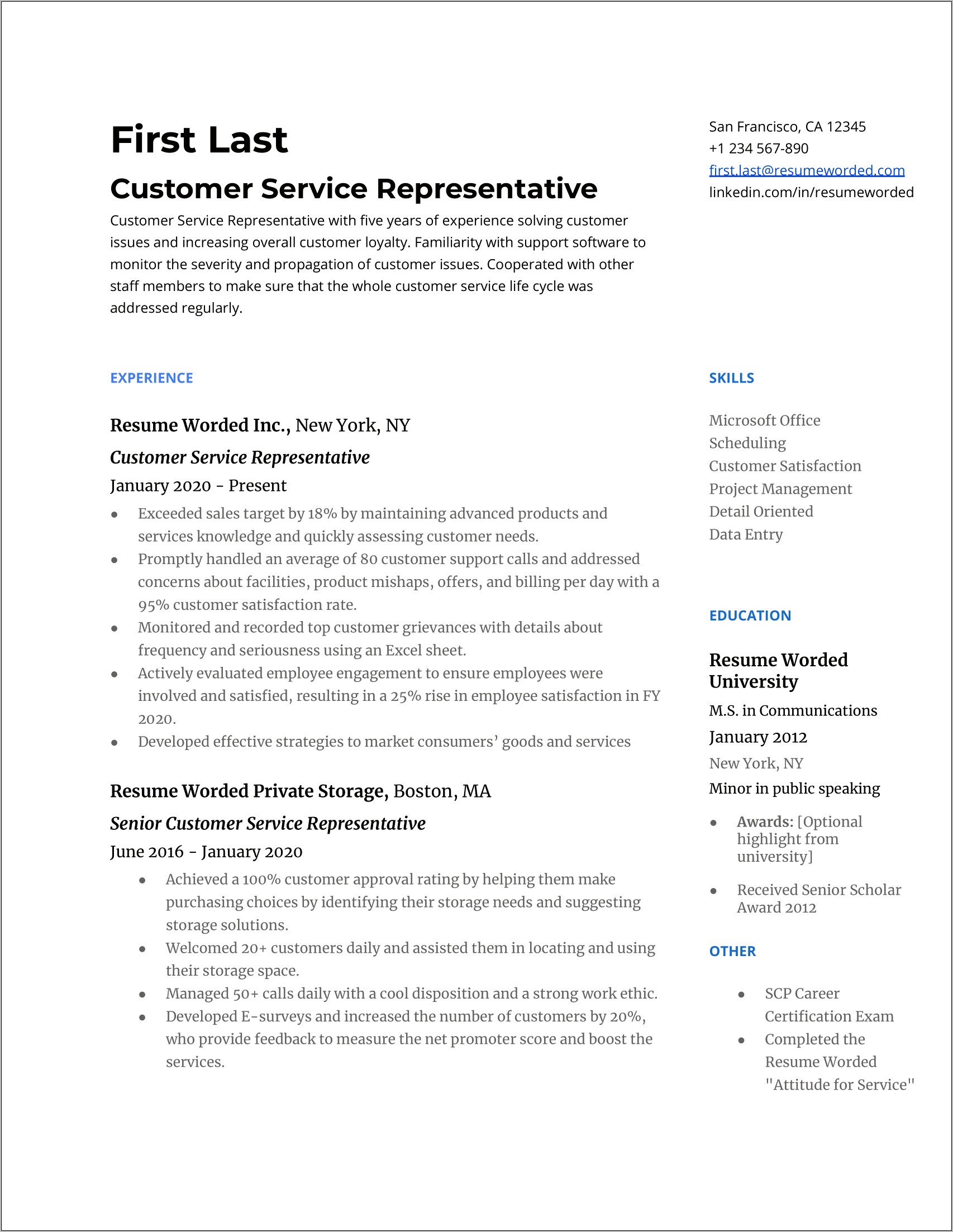 Customer Related Skills To Put On A Resume