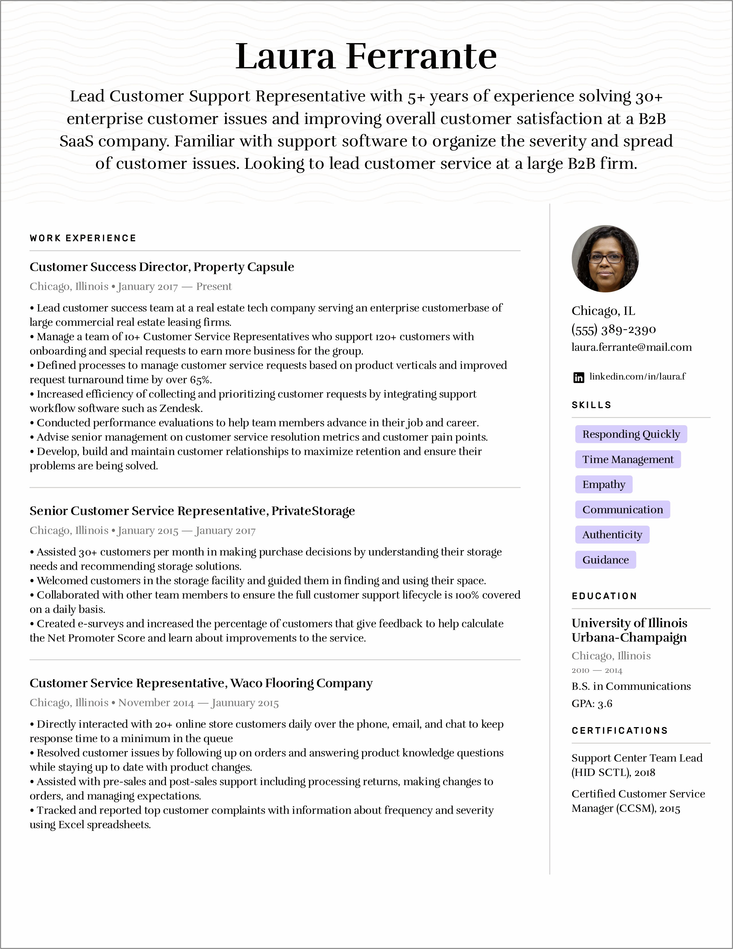 Customer Service Lead Resume Skills