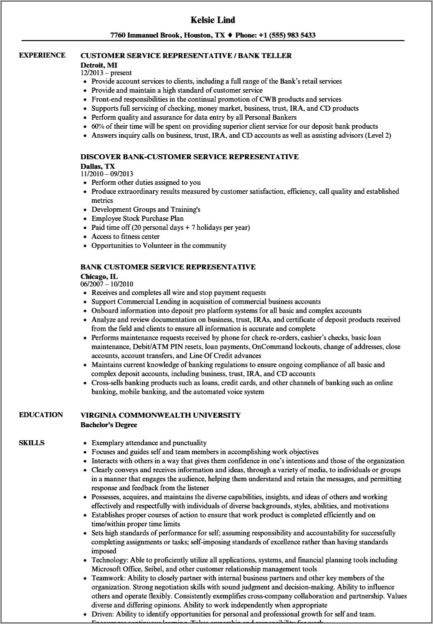 Customer Service Rep Job Description Sample Resume