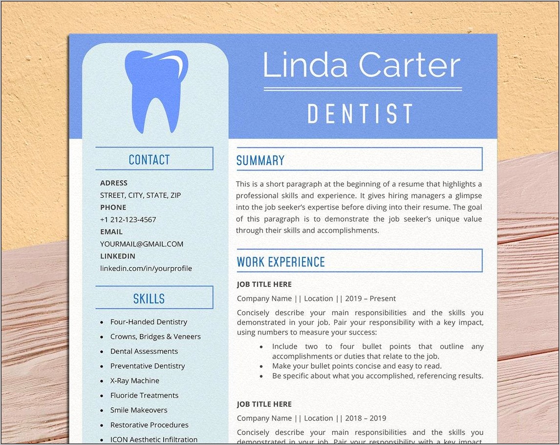 Dental Hygienist Resume Template Microsoft Word