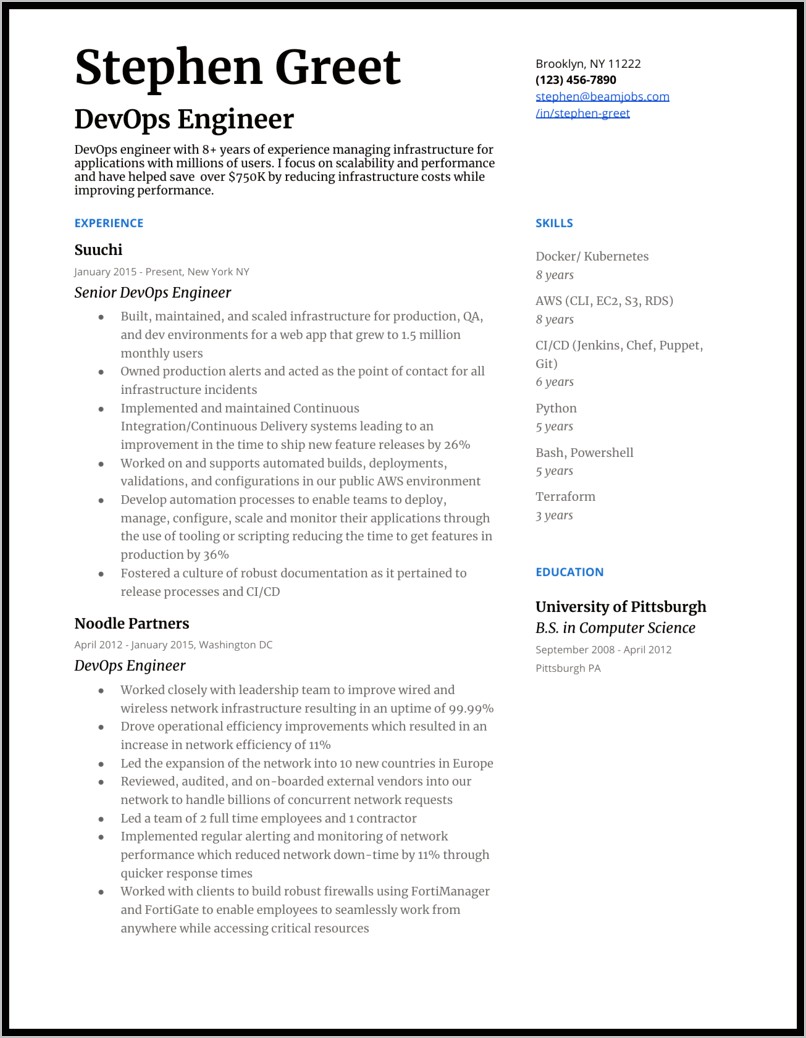 Devops Sample Resume For 3 Years Experience