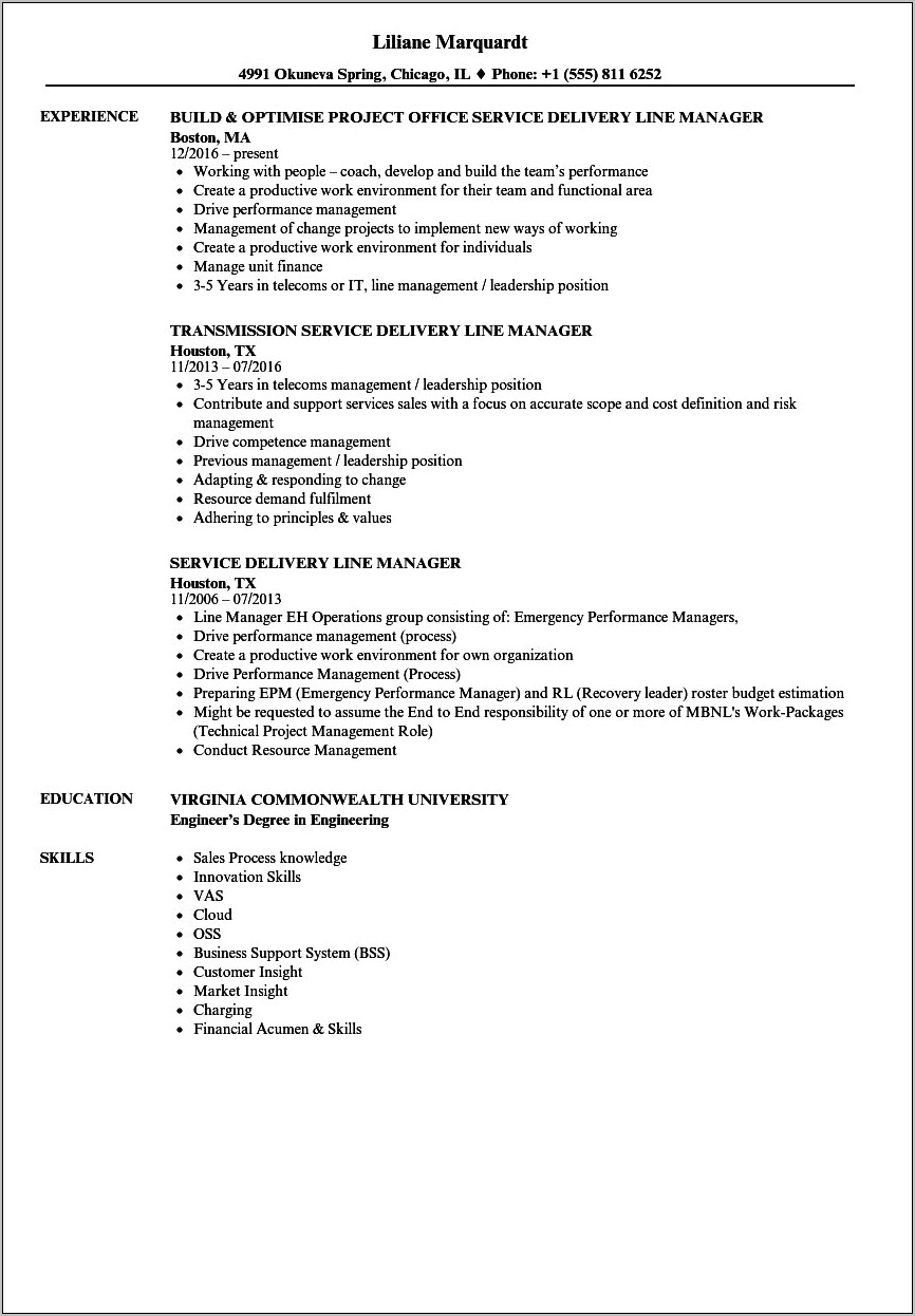 Disaster Planning Recovery In Finance Sample Resume