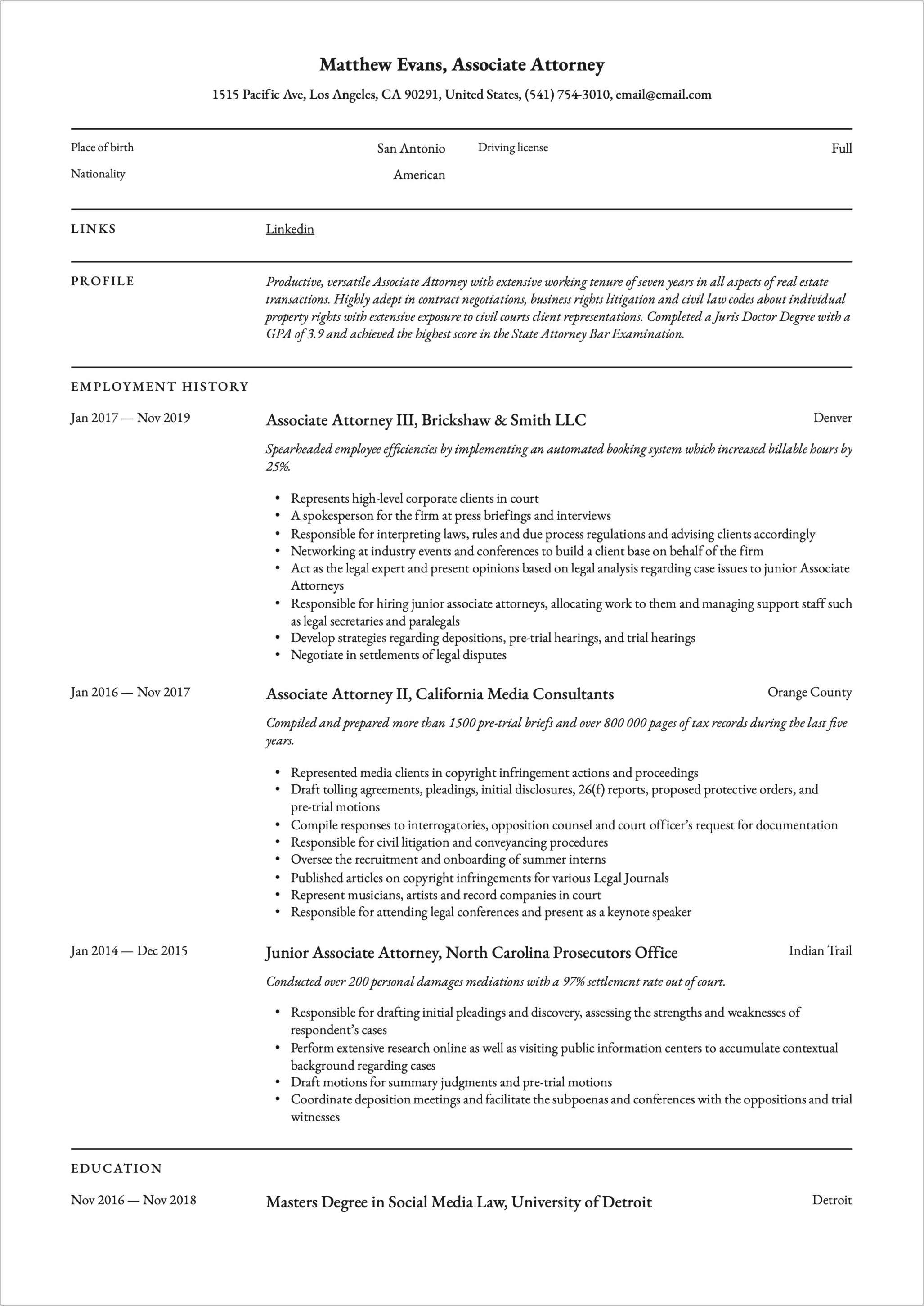 Document Review Attorney Job Description Resume