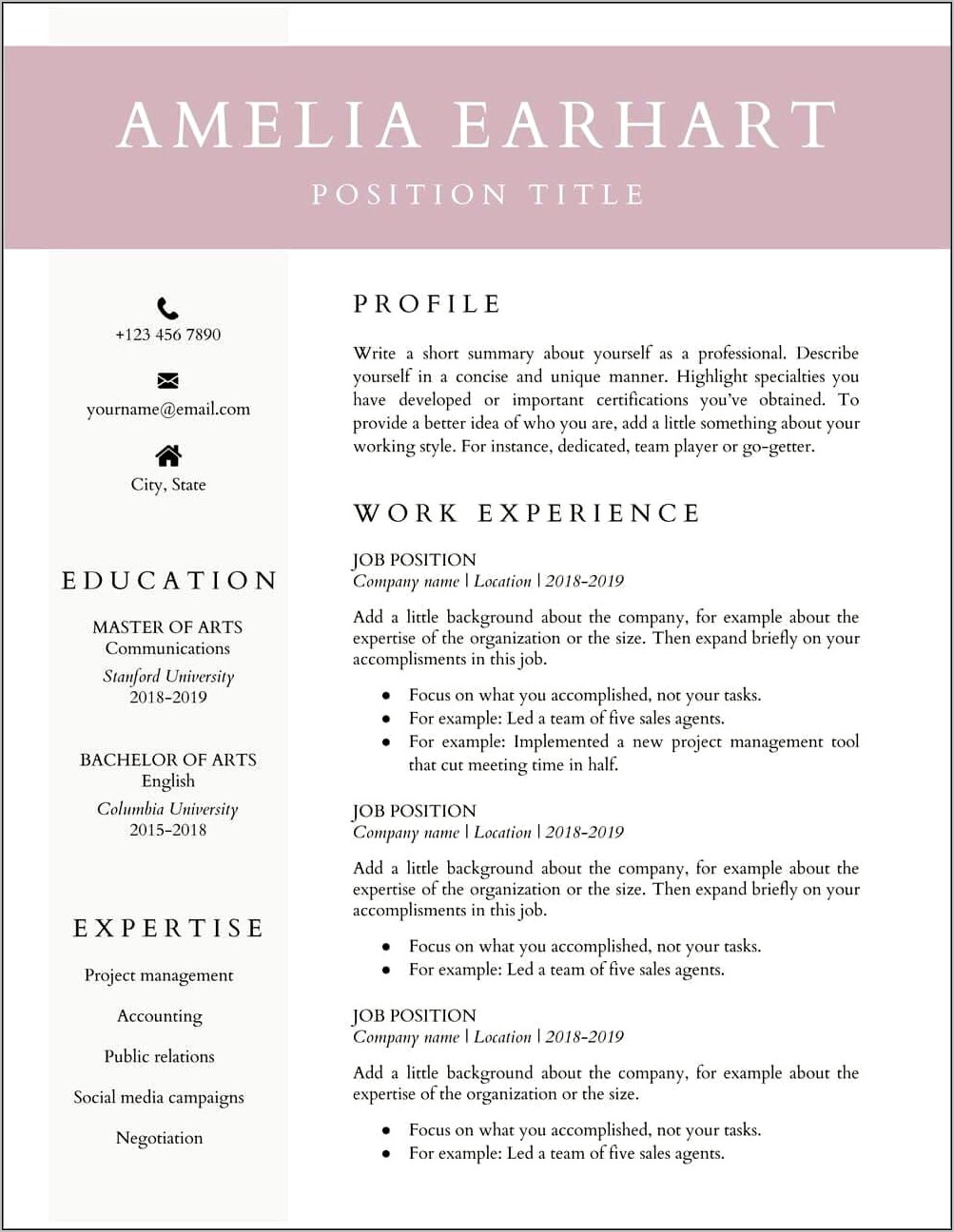 Download Template Resume Doc For Free