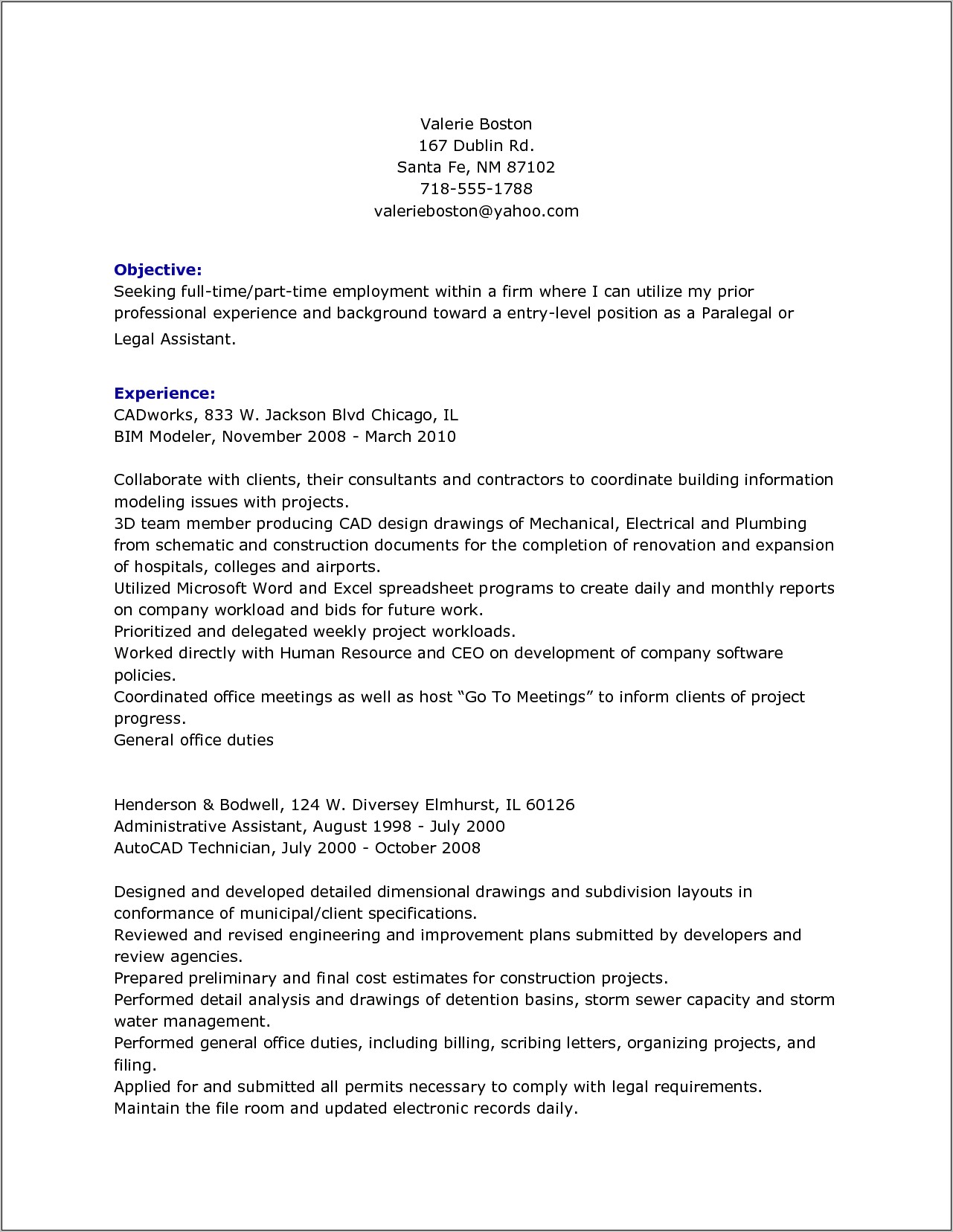 Email Example Sending Paralegal Resume