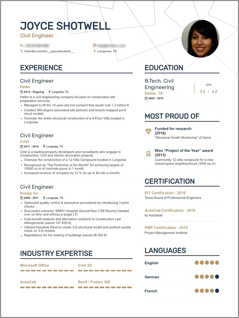 Engineering Resume Skills And Achievemnts