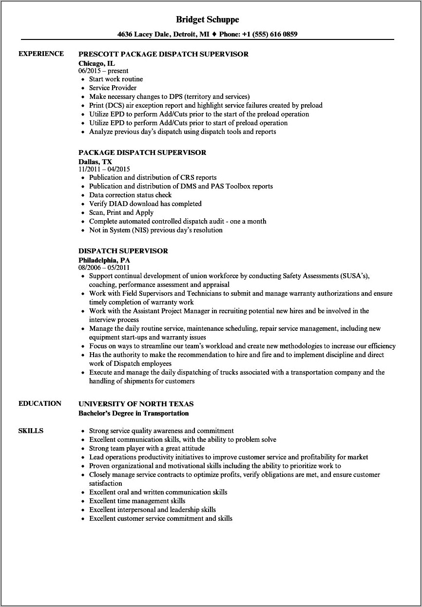 Entry Level 911 Dispatcher Resume Objective