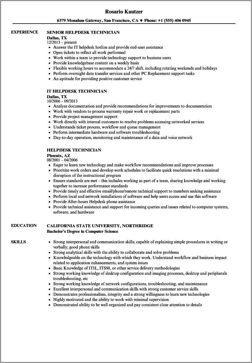 Epic Technical Dress Rehearsal Sample Resume