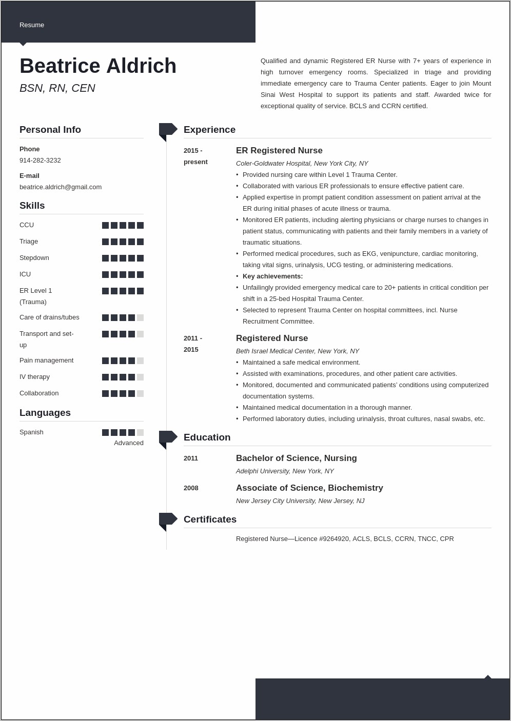 resume templates registered nurse free