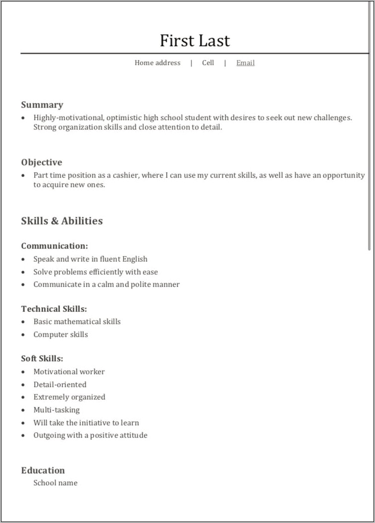 Example Of A Good First Time Resume