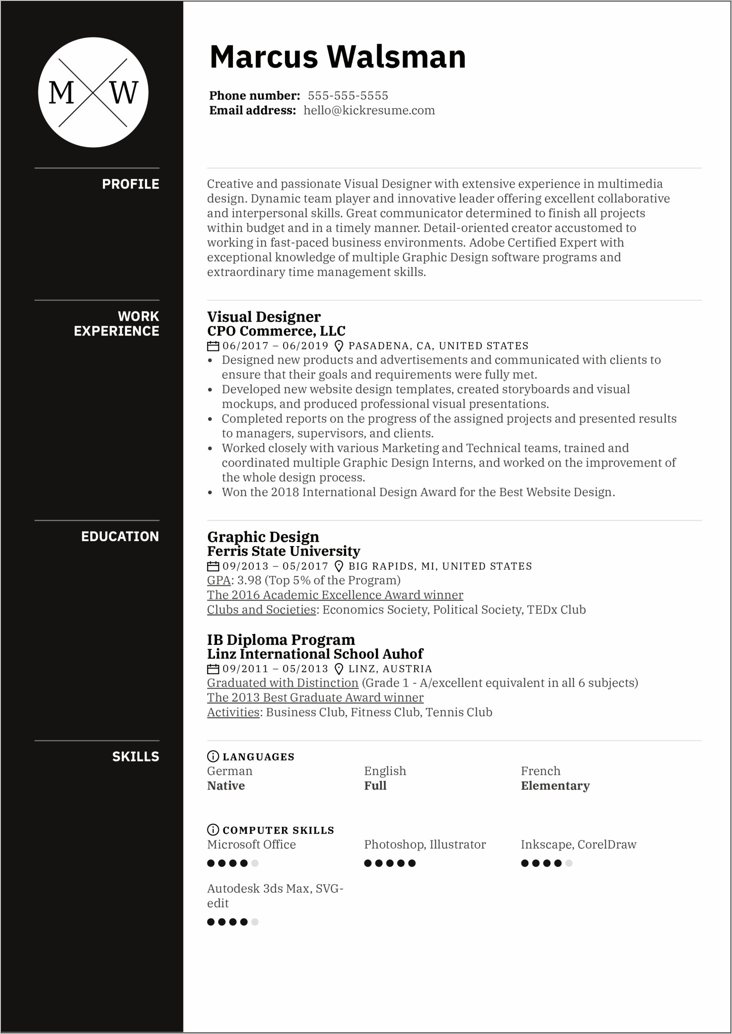 Example Of A Good Graphic Design Resume Resume Example Gallery