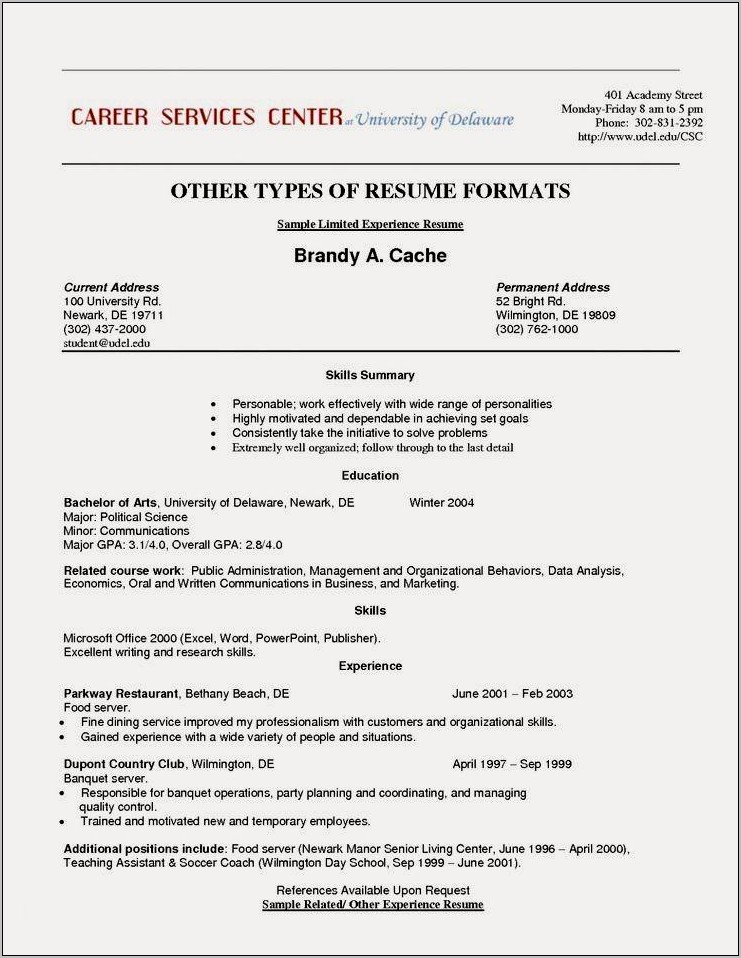 Example Of Resume For Senior Living