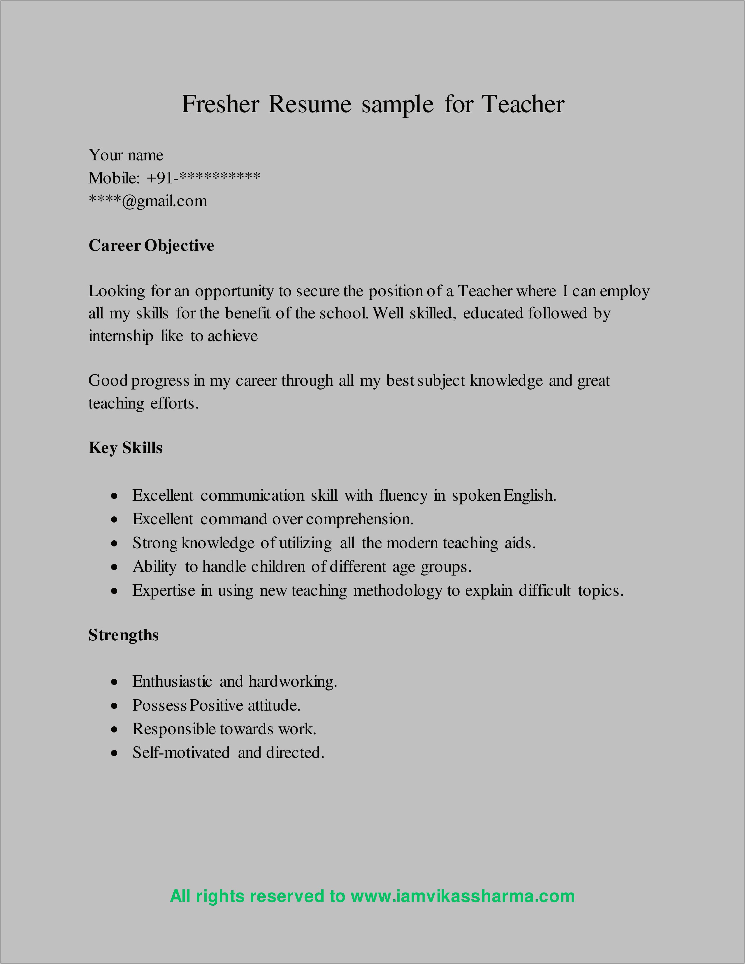 Example Of Resume To Apply Job Fresher