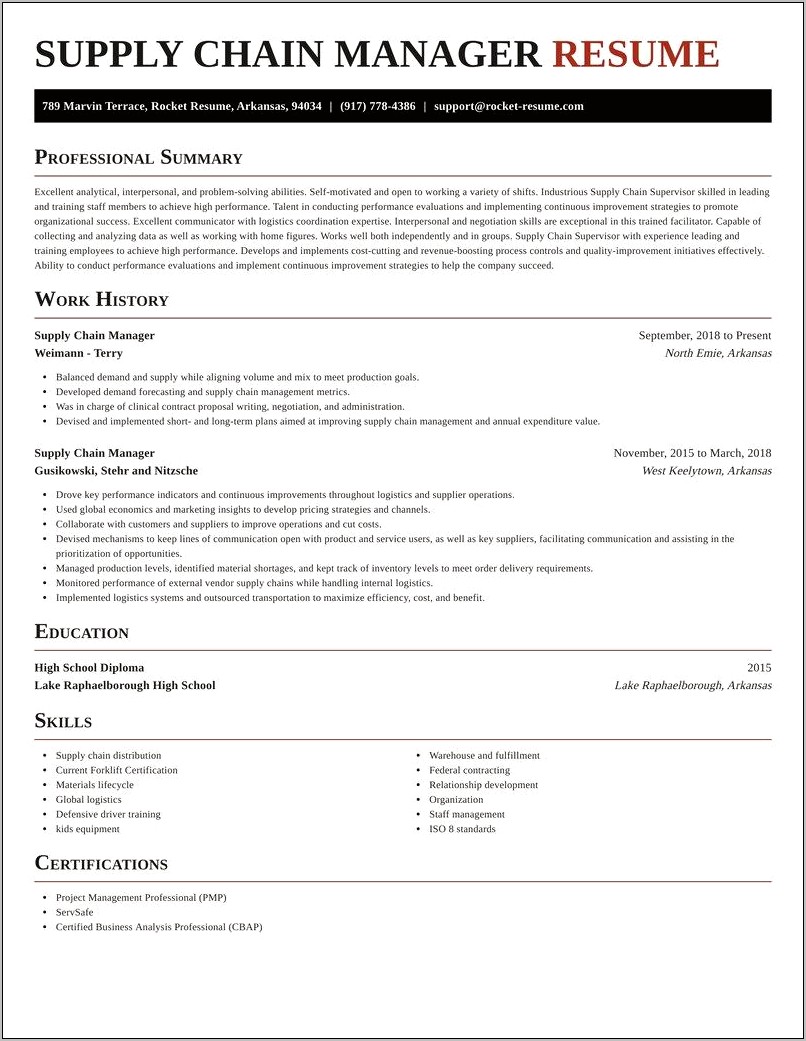 Example Of Supply Chain Management Resume - Resume Example Gallery