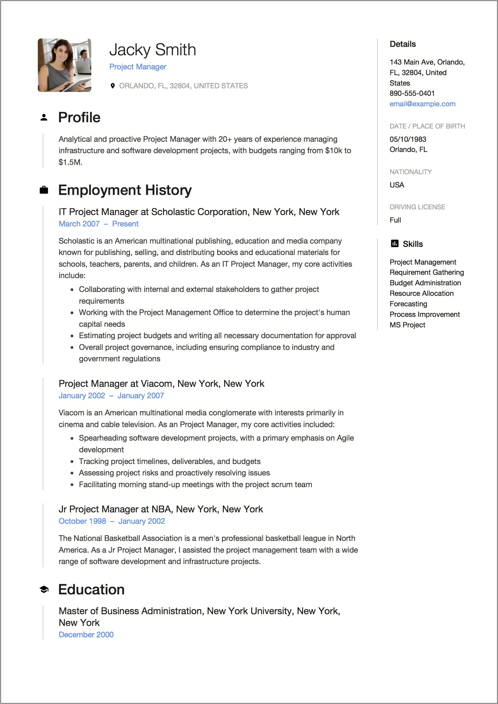 Example Resume For Job Pdf