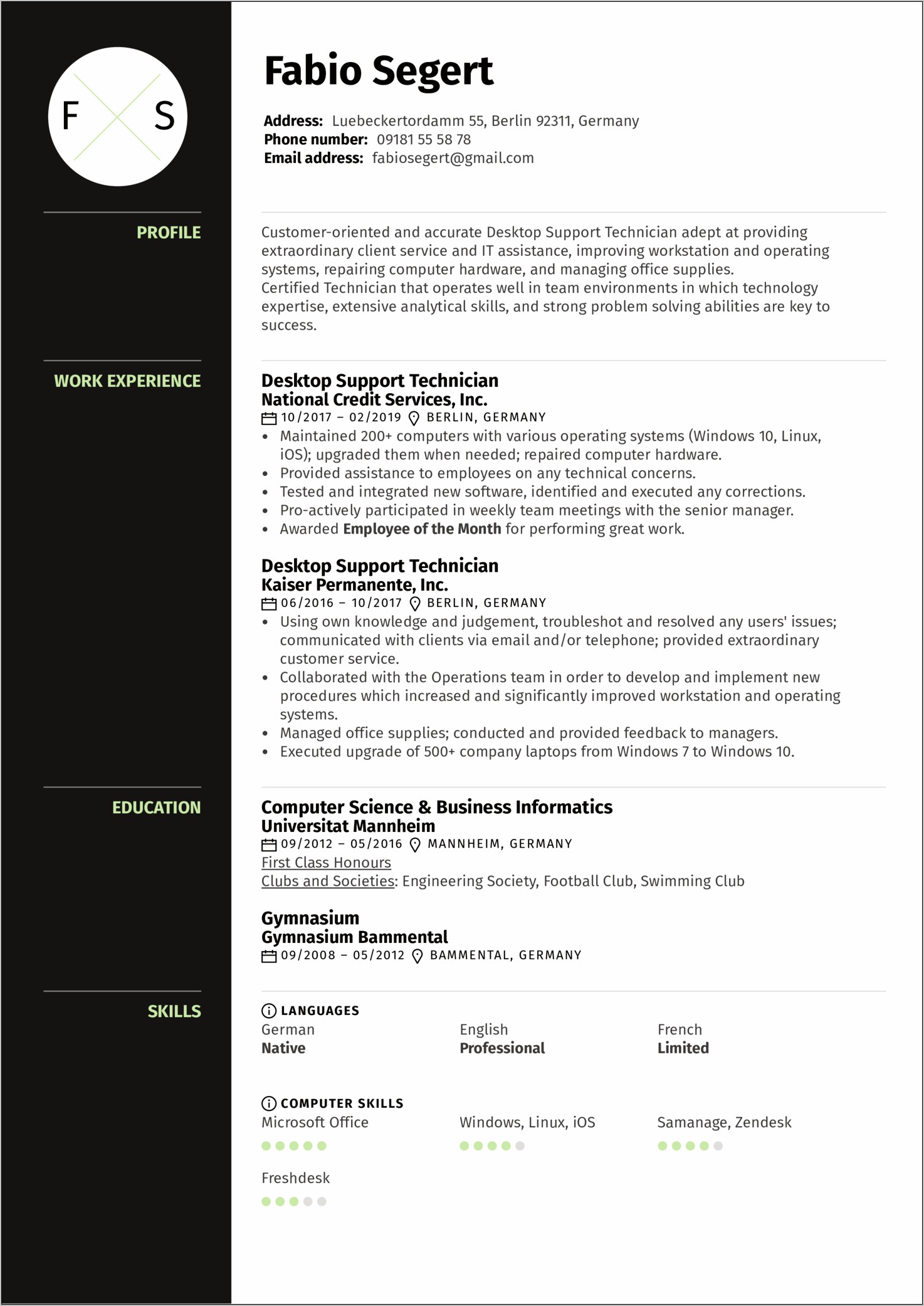 Examples Of Computre Skills For Resume